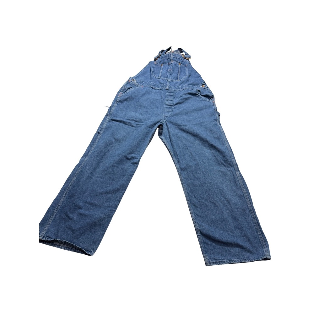 Vintage Sears Denim Bib Overalls Mens 42x30 Blue Carpenter Union Made USA